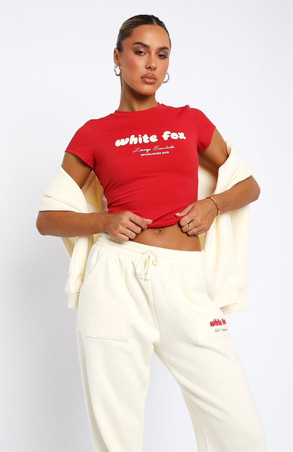 White Fox Era 8 Baby Tee Salsa