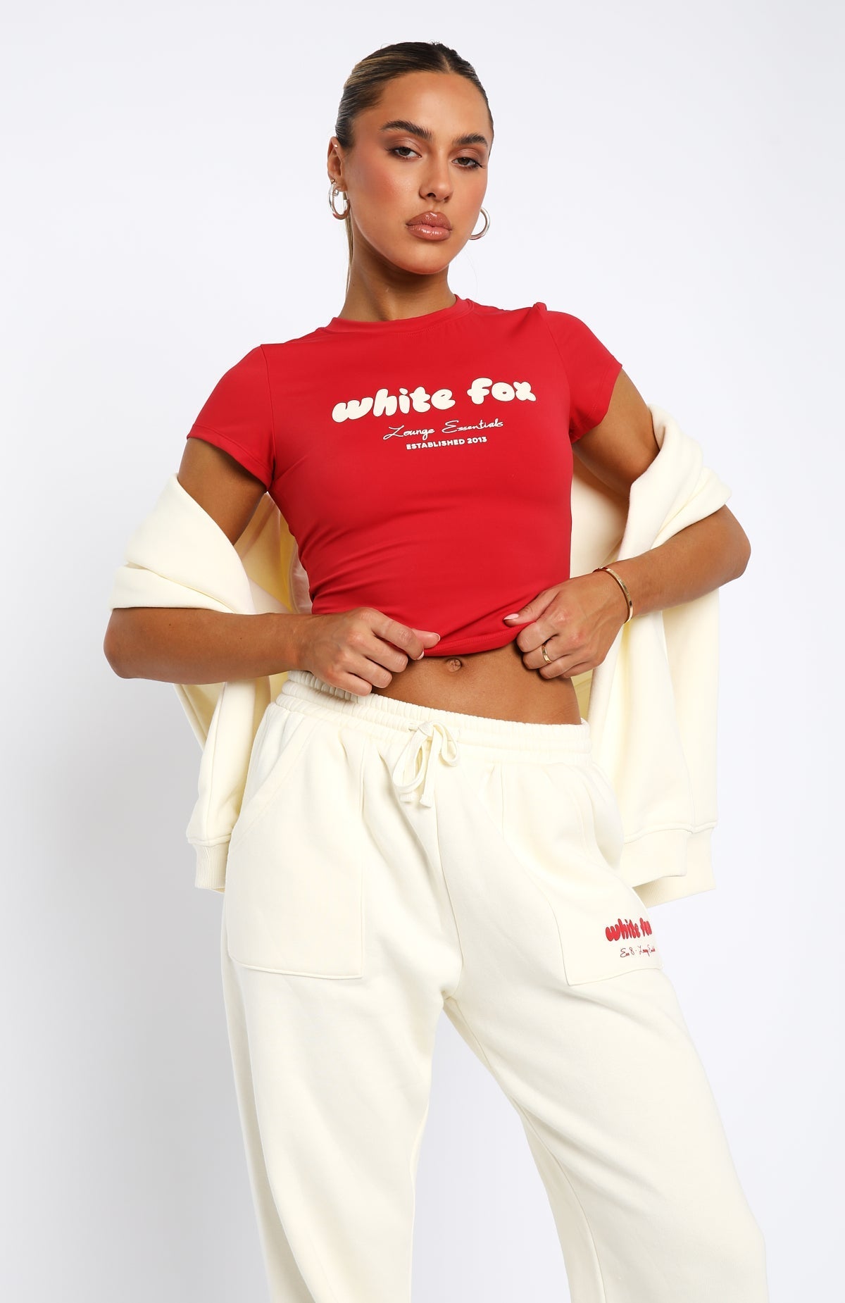 White Fox Era 8 Baby Tee Salsa
