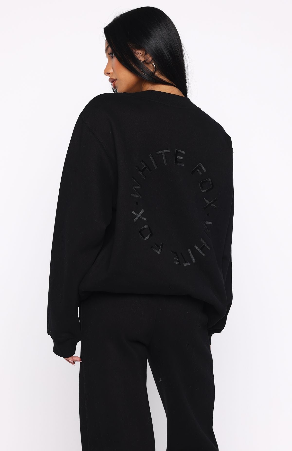 White Fox Stay Lifted Oversized Sweater Black