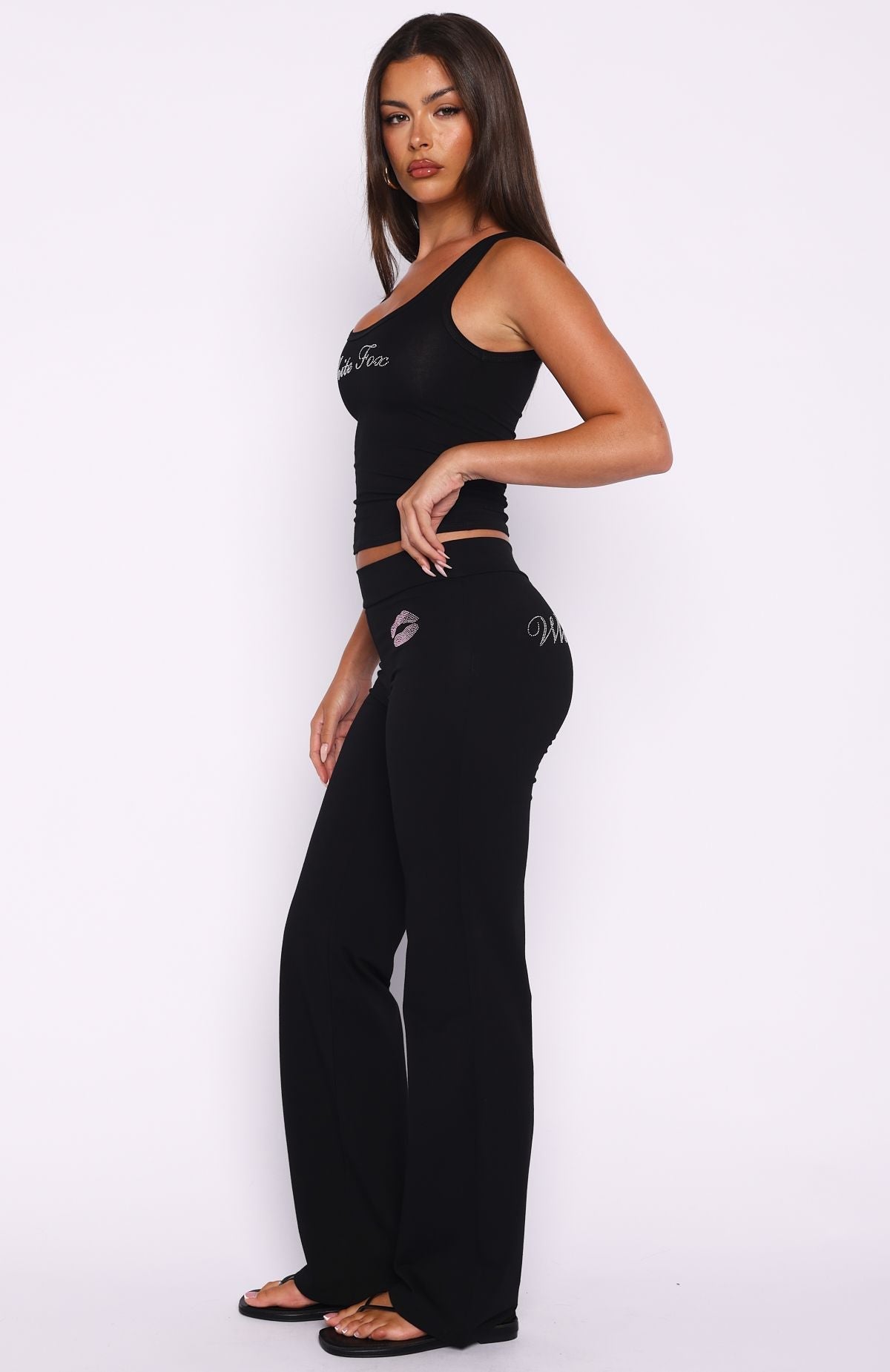 White Fox Pillow Talk Club Straight Leg Pants Black