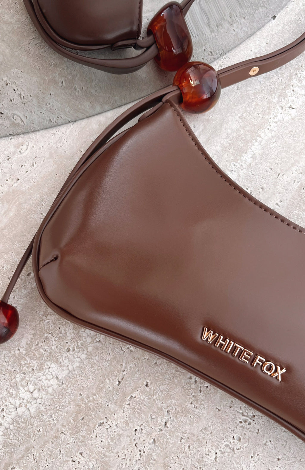 White Fox Lotus Shoulder Bag Chocolate PU