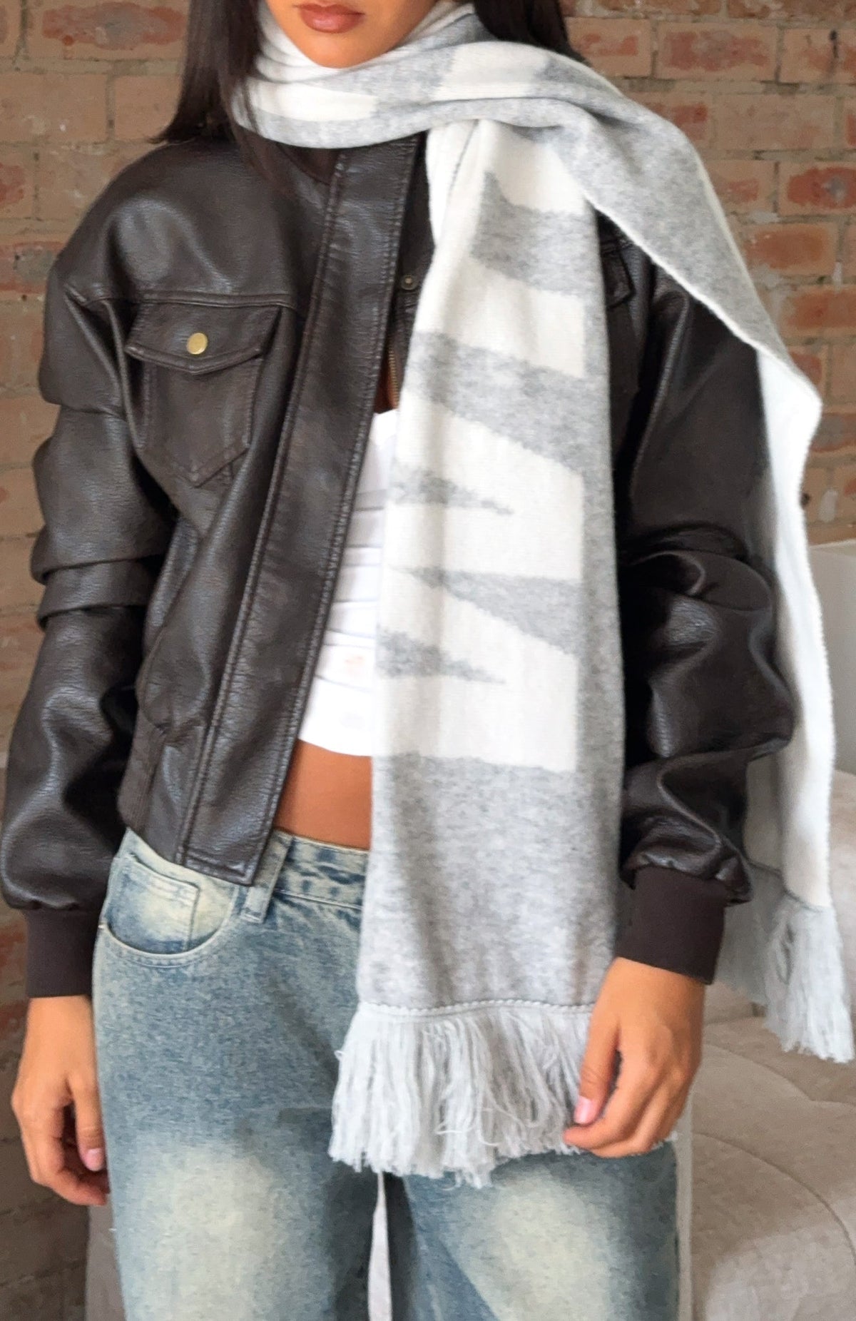 White Fox Falsetto Scarf Grey