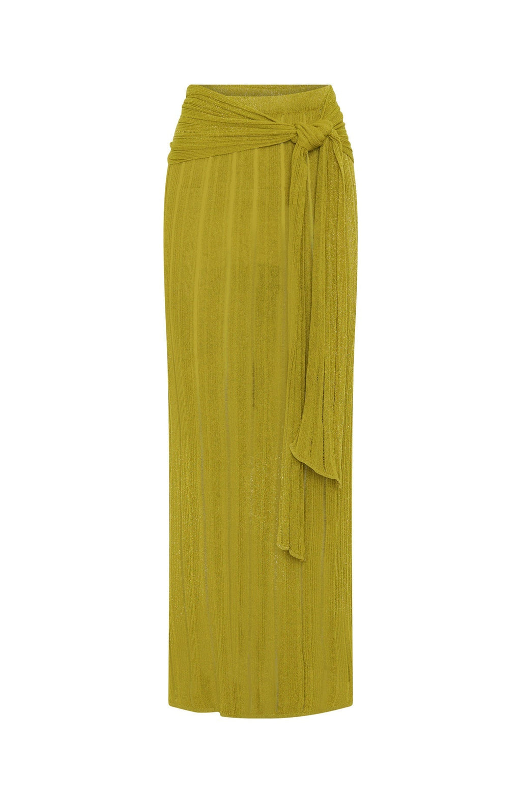 White Fox Out At Sea Knit Maxi Skirt Chartreuse