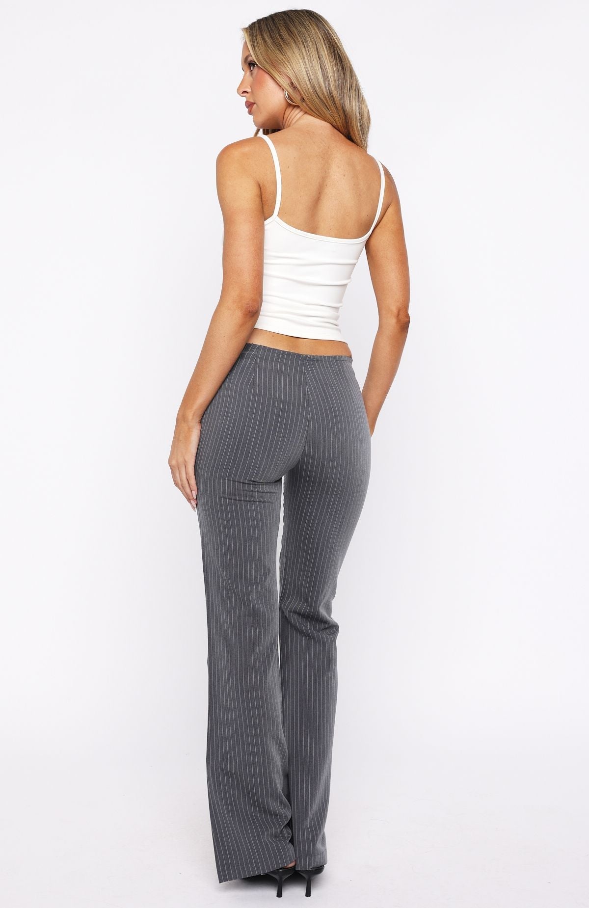 White Fox Getting You Close Pants Dark Grey Pinstripe