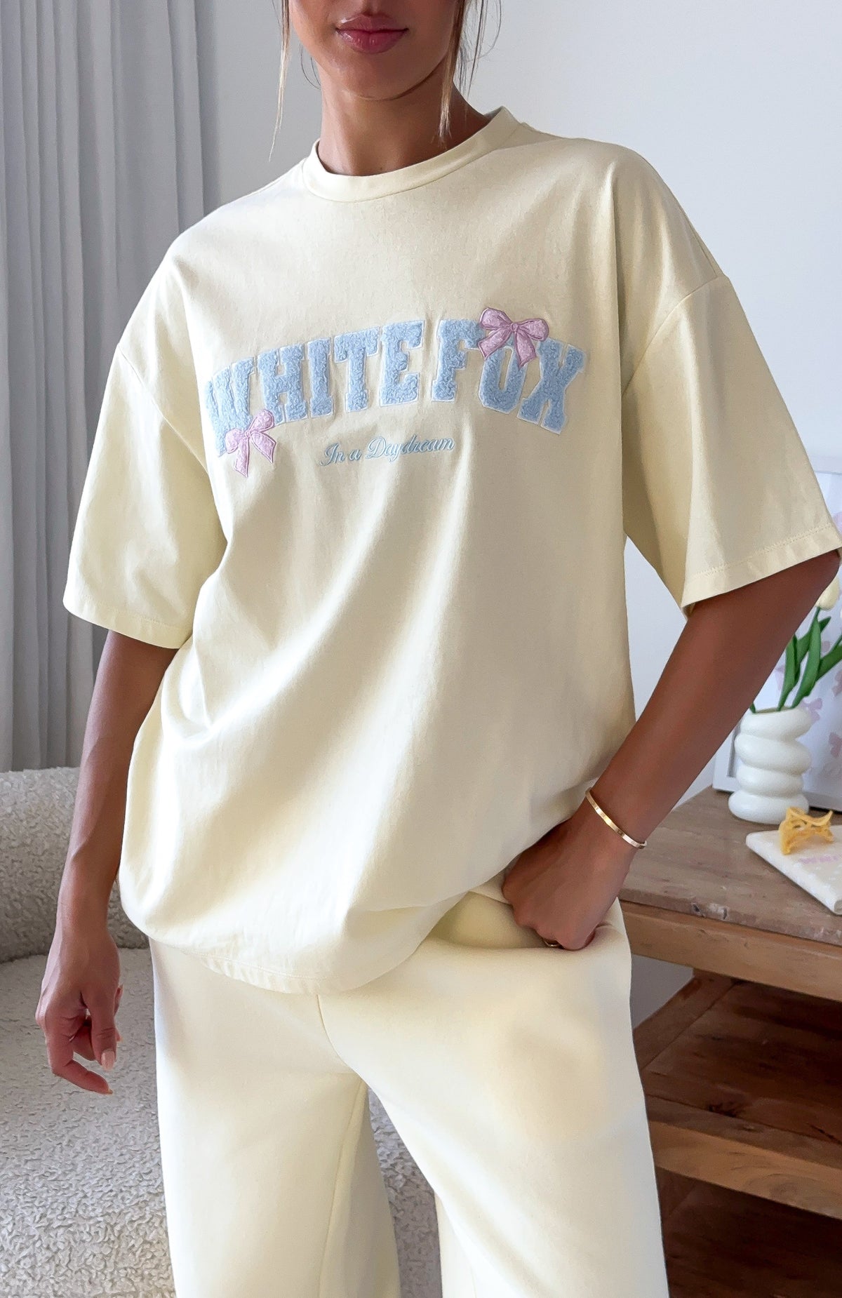 White Fox Daydreamers Madeline Oversized Tee Lemon