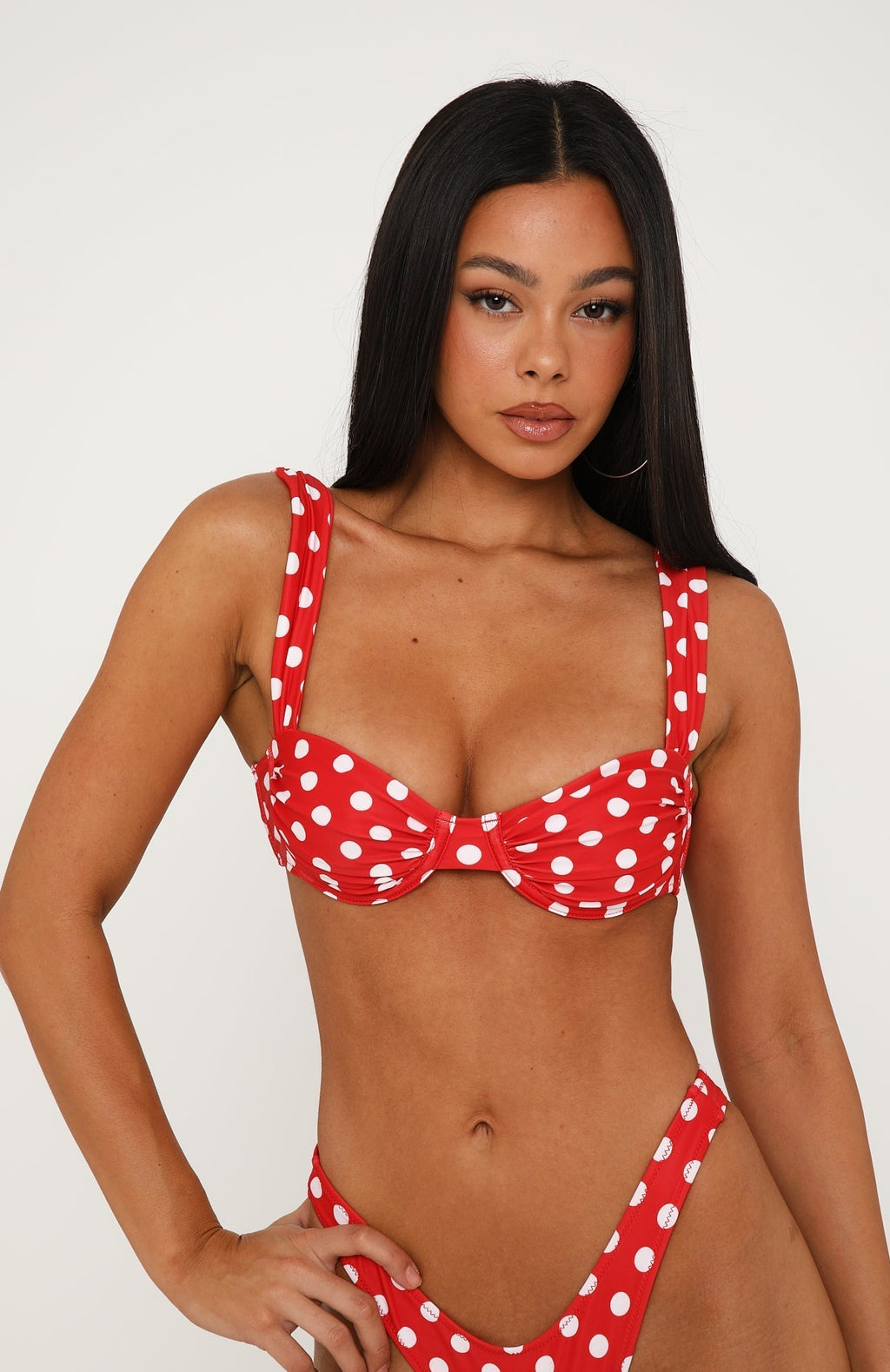 White Fox Balia Bikini Top Cherry Polka Dot