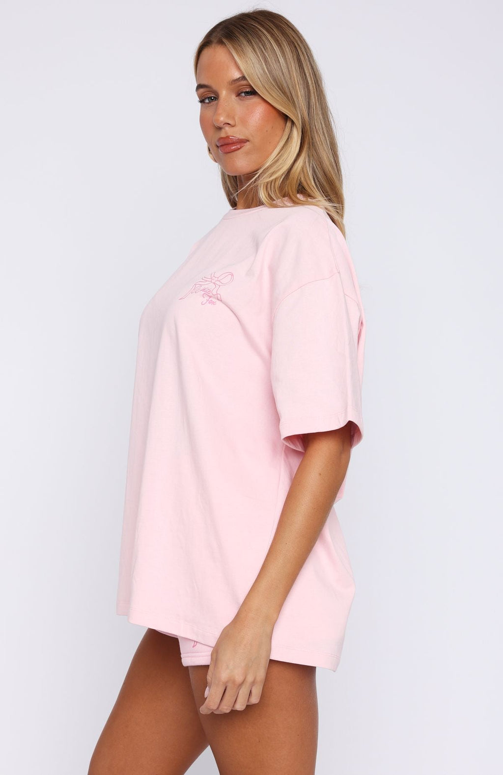 White Fox Love You Forever Oversized Tee Pink