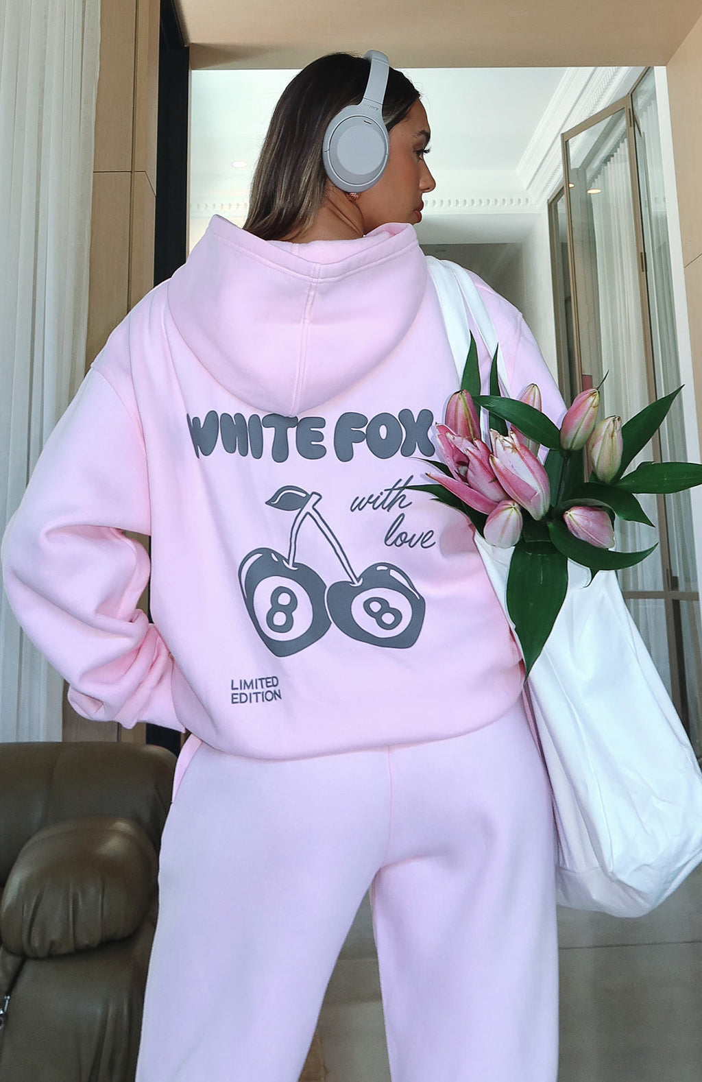 White Fox With Love In The Moment Oversized Hoodie Pink