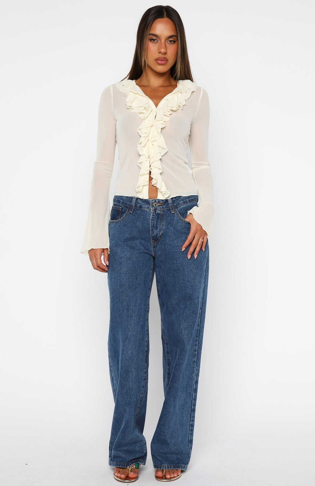 White Fox Just Me Long Sleeve Top Butter