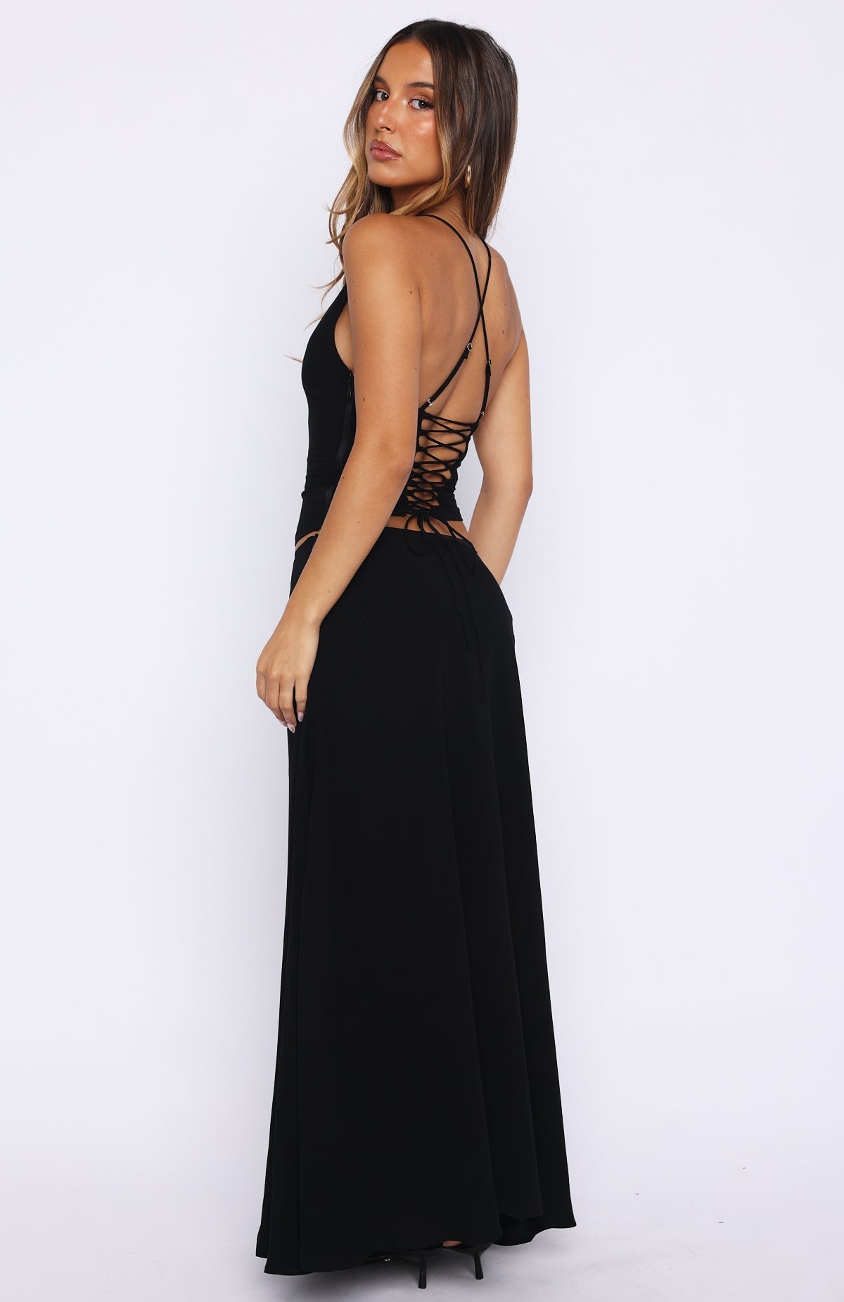 White Fox Sunbliss Maxi Skirt Black