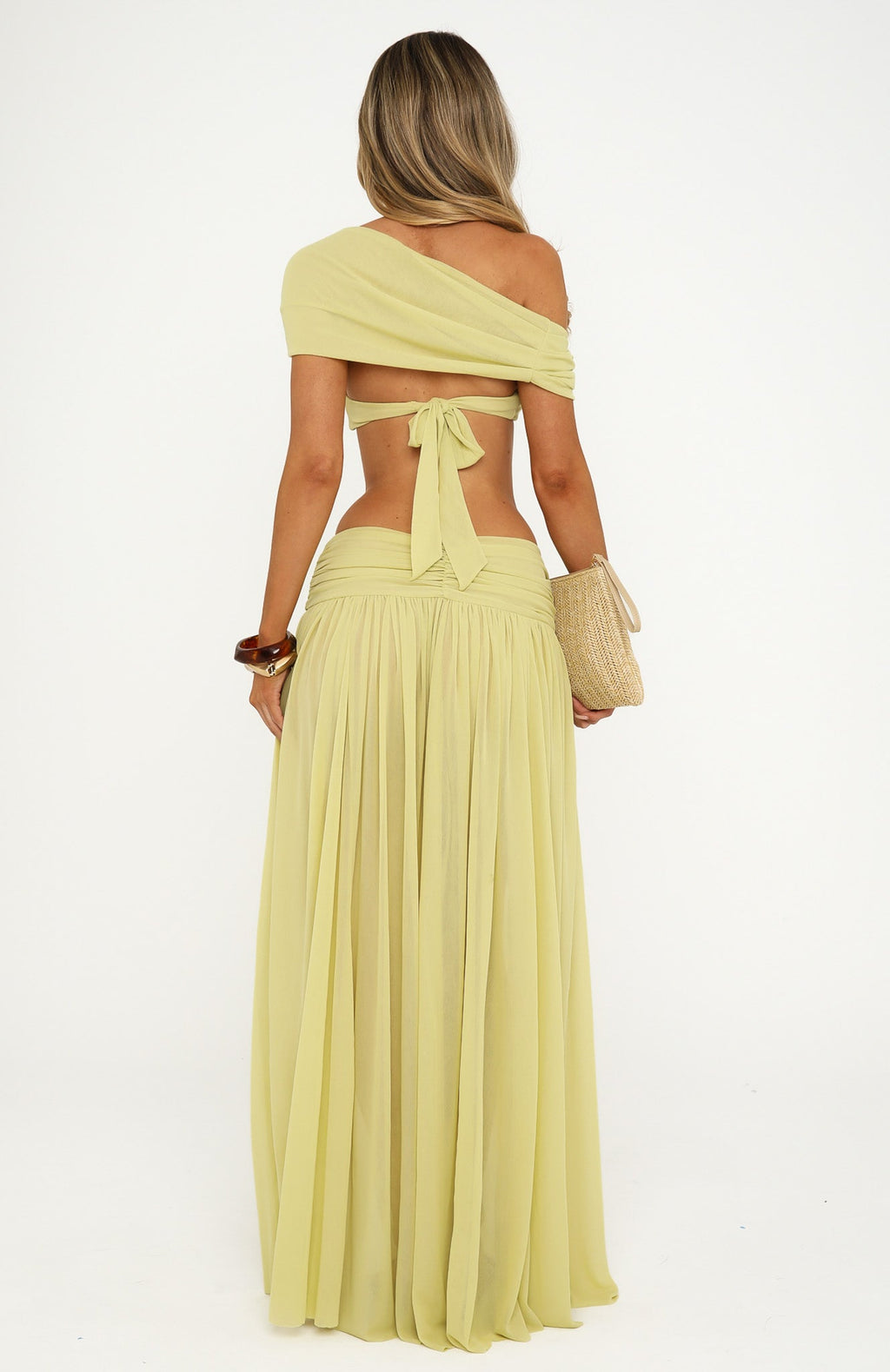 White Fox Amore Ease Maxi Skirt Pistachio Mist