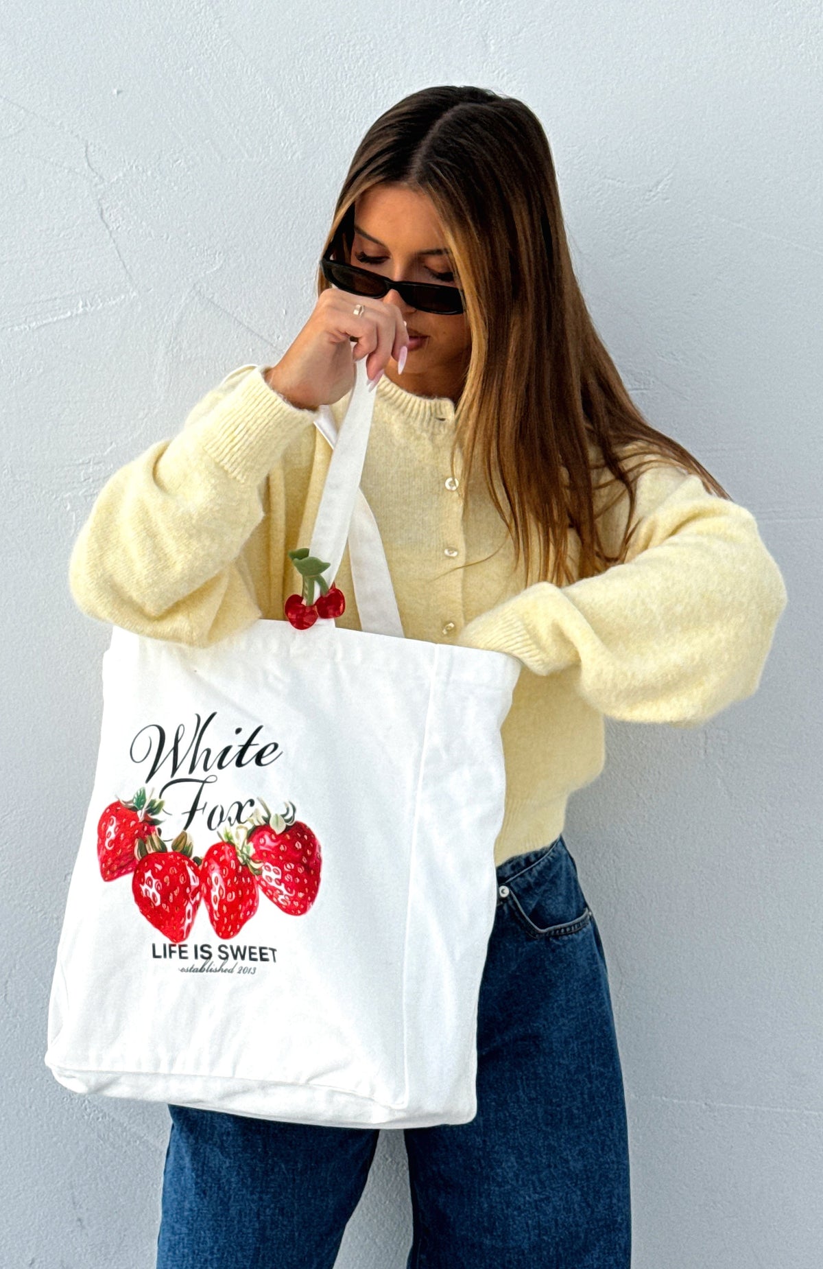 White Fox Life Is Sweet Tote Bag Off White