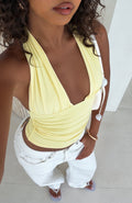 White Fox Girl's Weekend Halter Top Lemon