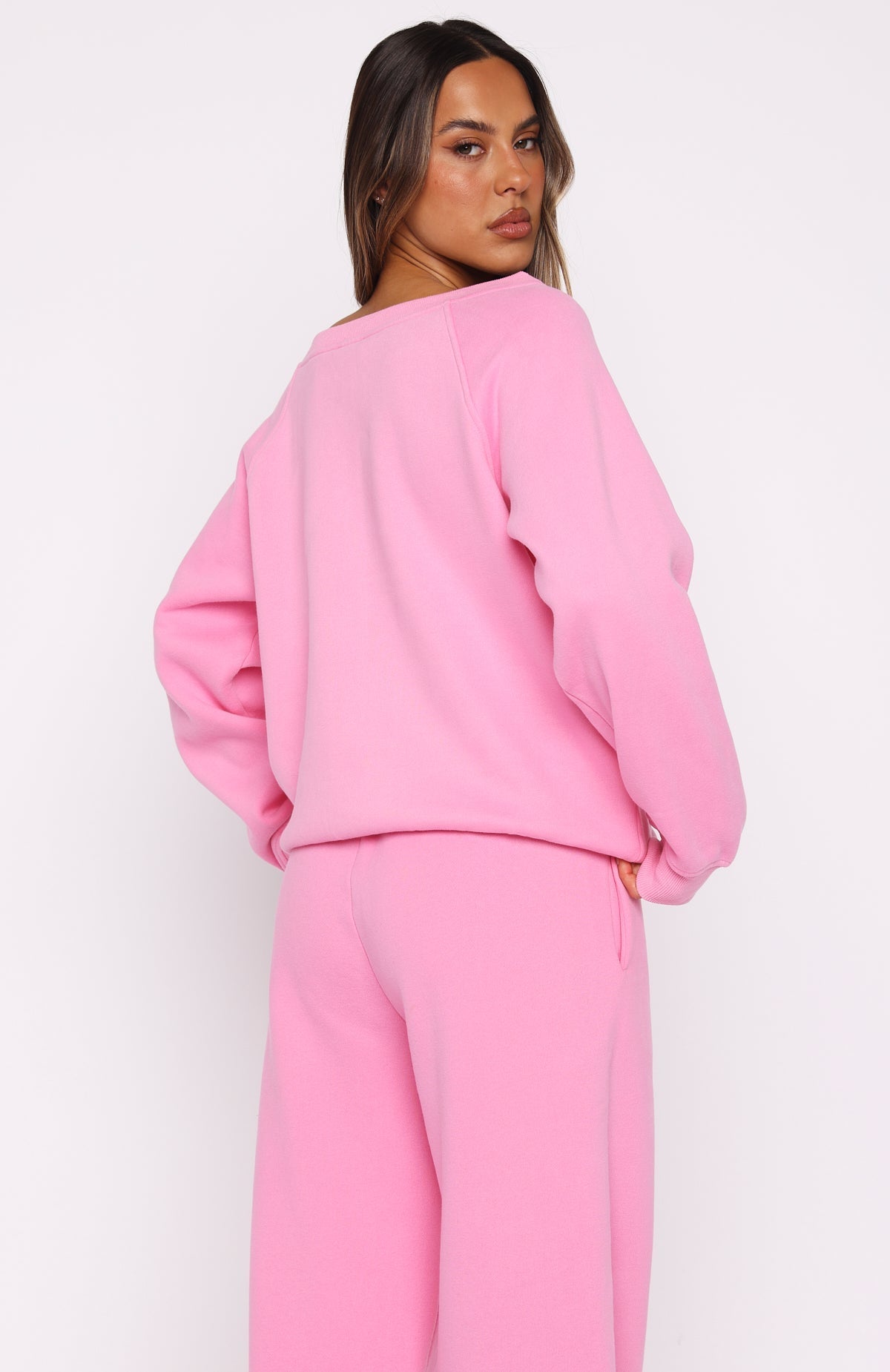 White Fox Vol. 1 Off Shoulder Sweater Bubblegum