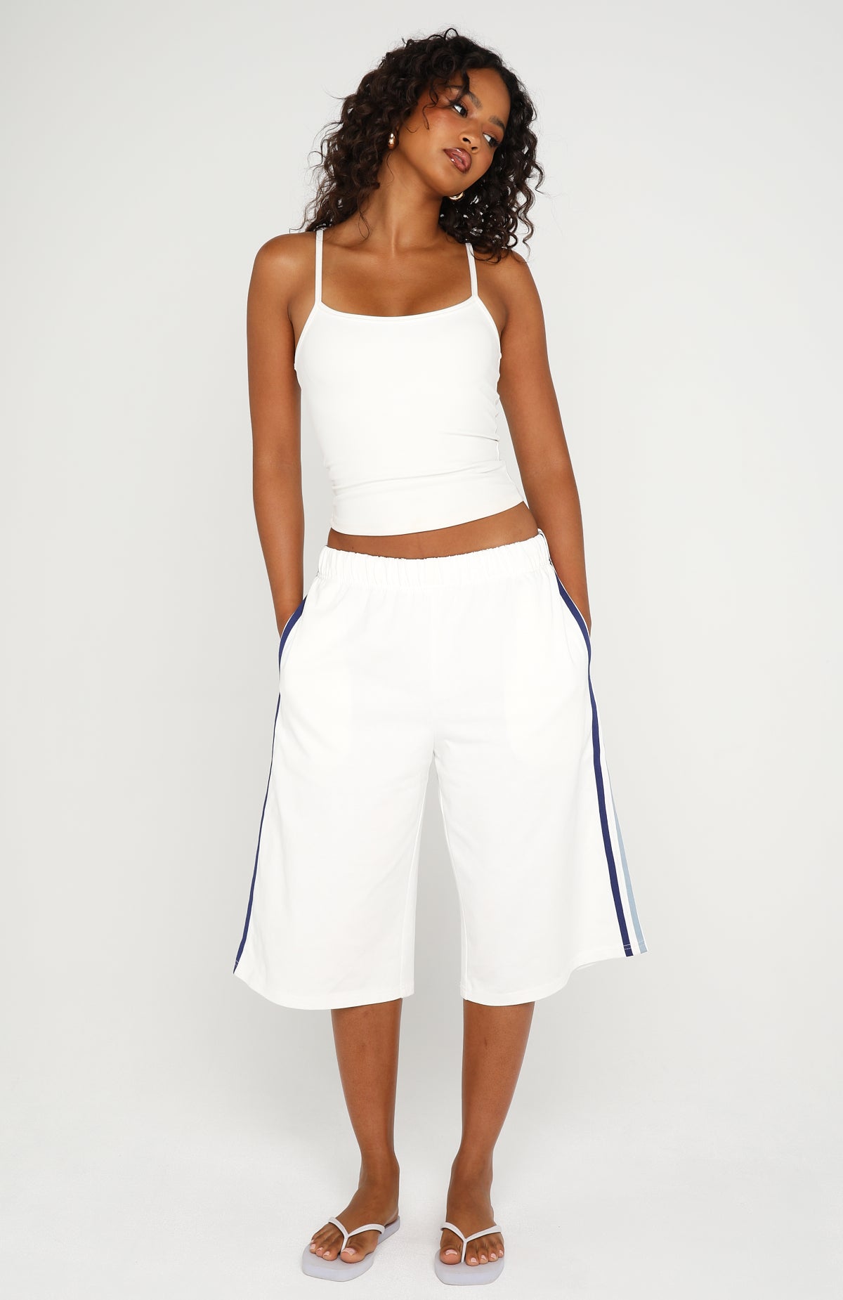 White Fox Call It Ours Relaxed Shorts White