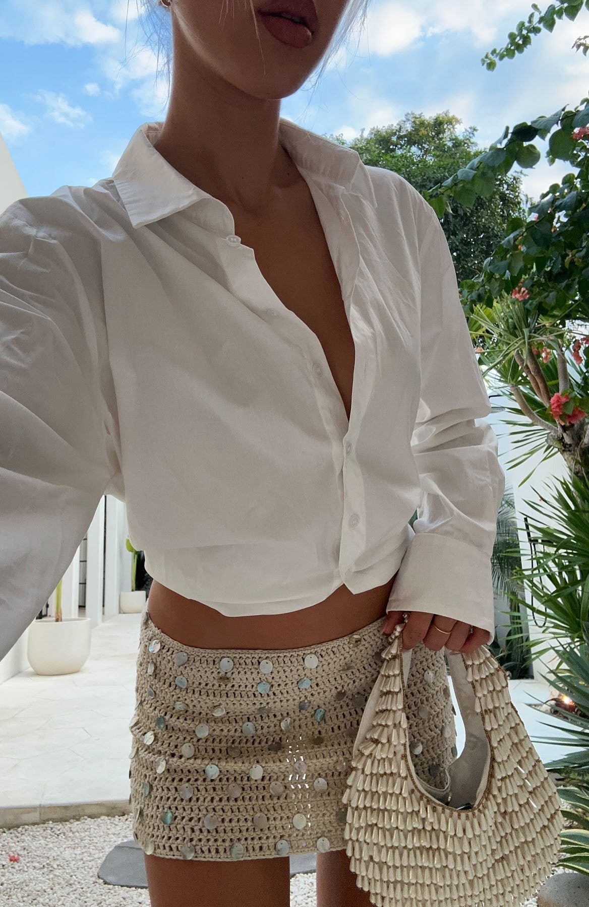 White Fox My Nirvana Crochet Mini Skirt Shell
