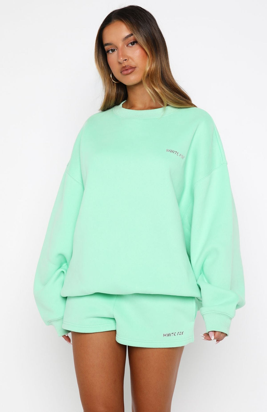 White Fox Test Drive Oversized Sweater Mint