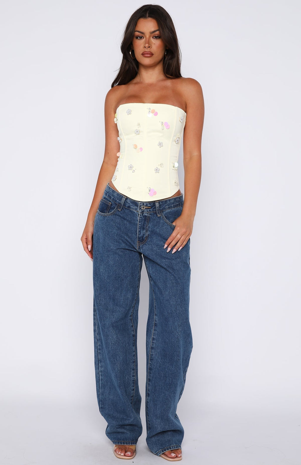 White Fox Summer Love Strapless Bustier Lemon