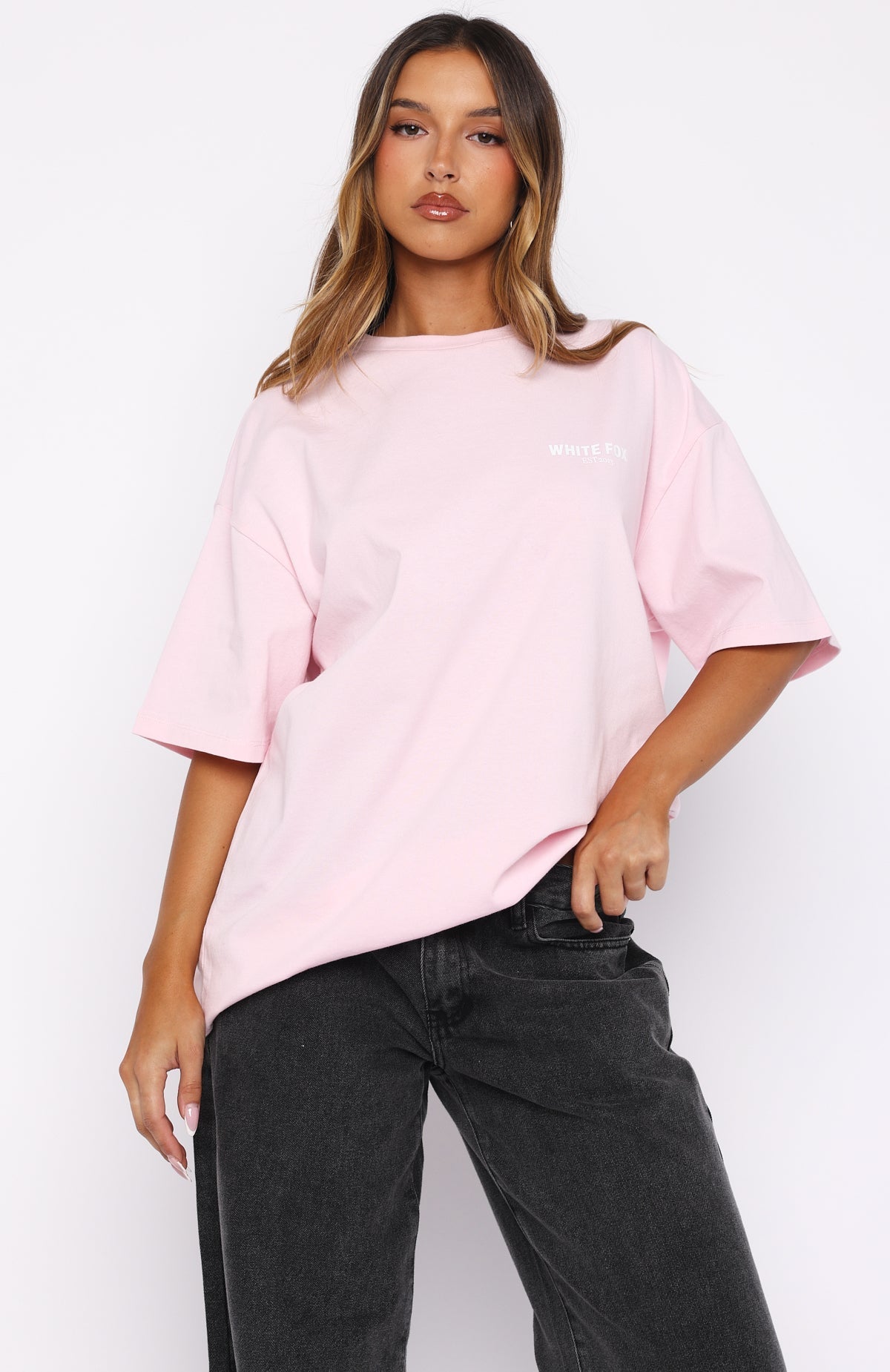 White Fox Non Negotiable Oversized Tee Pink