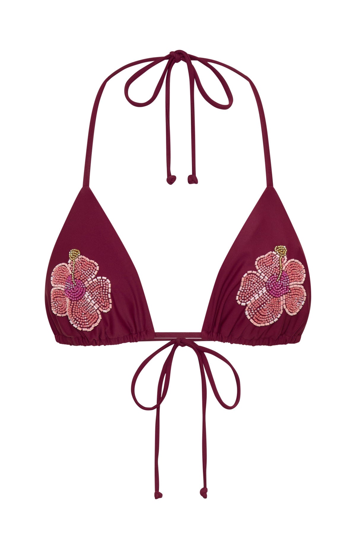 White Fox Yolanda Beaded Bikini Top Sangria