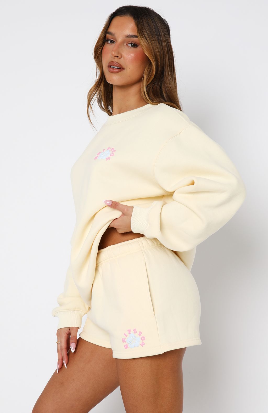 White Fox Keep Blooming Lounge Shorts Lemon