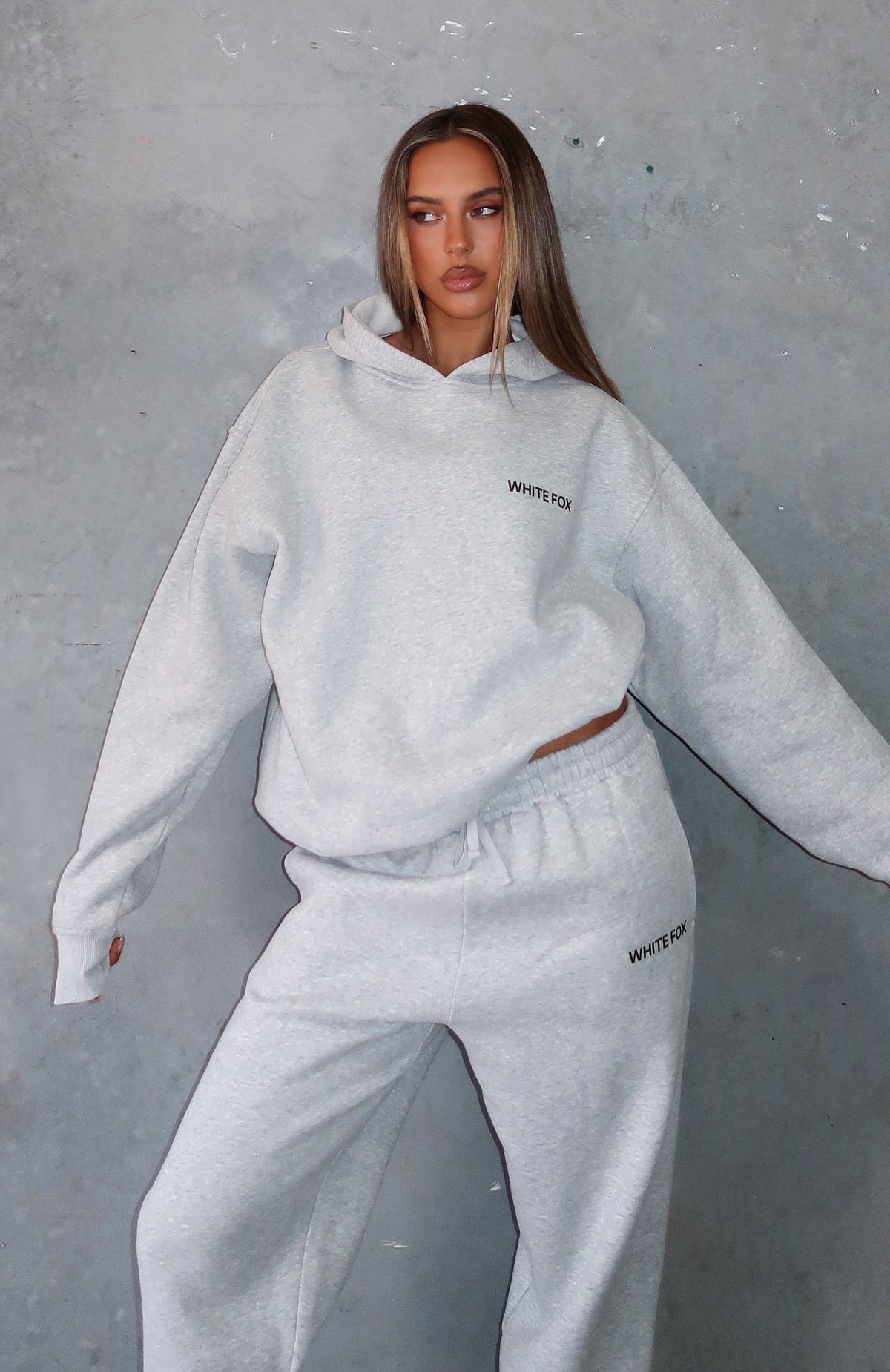White Fox Core Classic Oversized Hoodie Dark Grey Marle