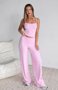 White Fox Core Strengths Wide Leg Pants Baby Pink