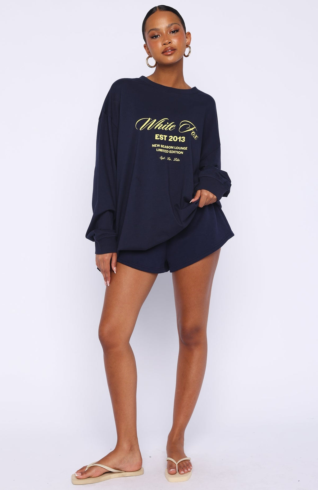 White Fox Closer To You Long Sleeve Tee Navy