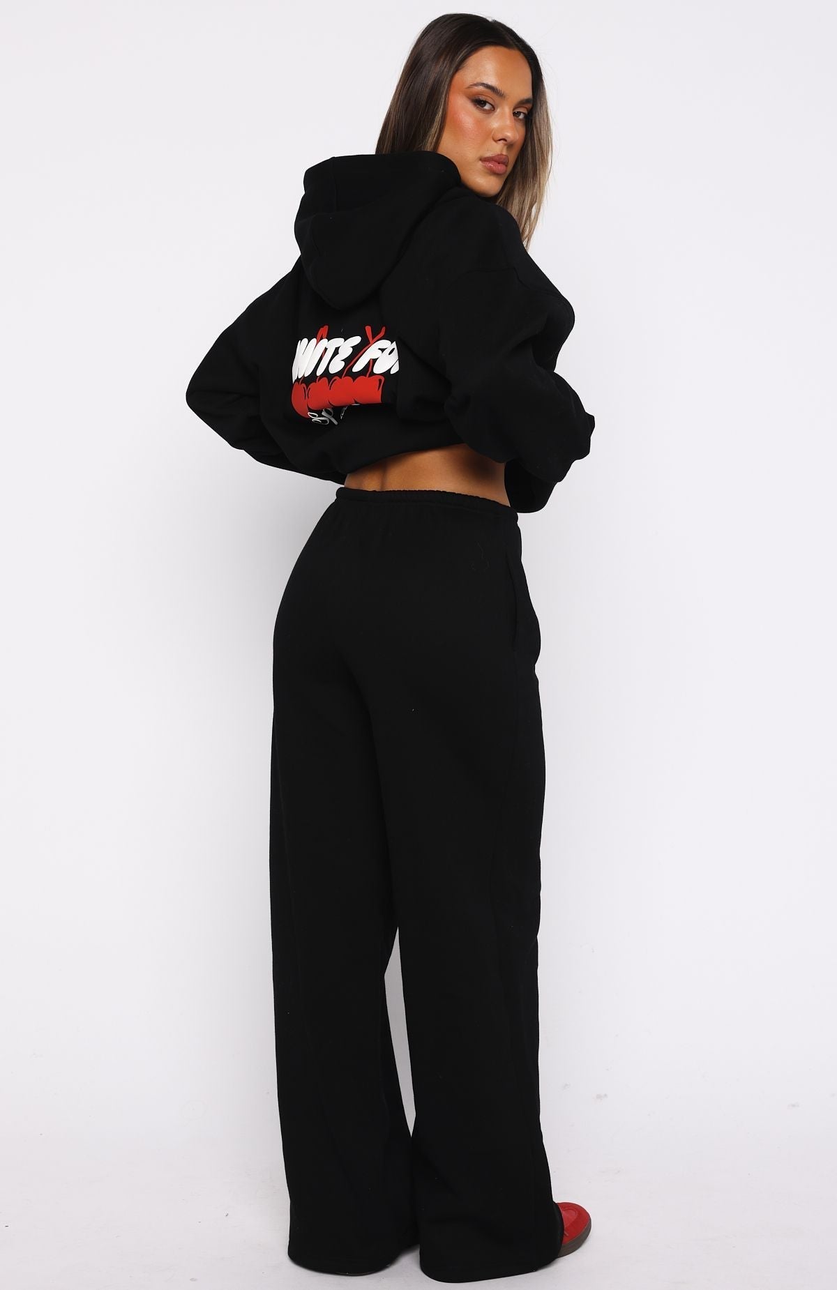 White Fox Club 14 Cassie Wide Leg Sweatpants Black