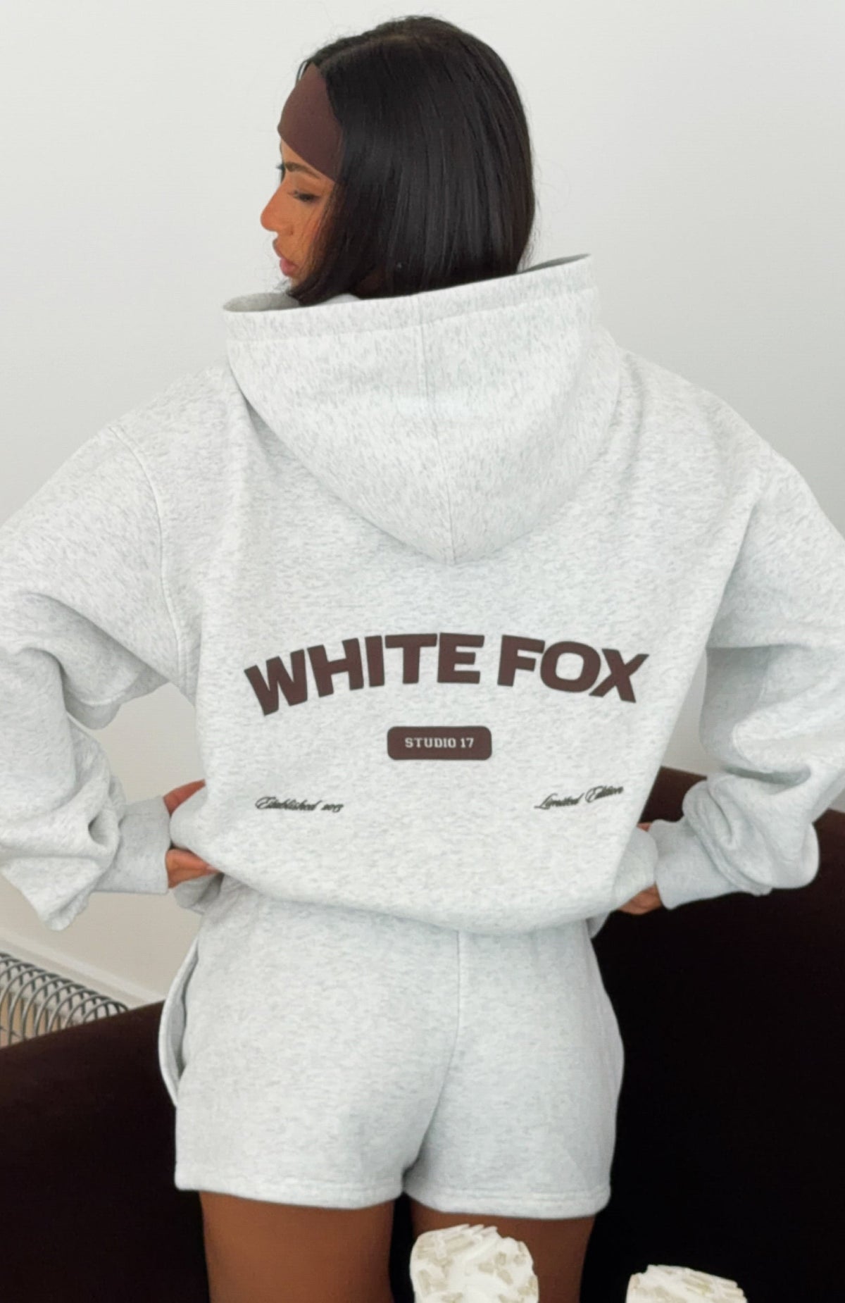 White Fox Studio 17 Raven Oversized Hoodie Grey Marle