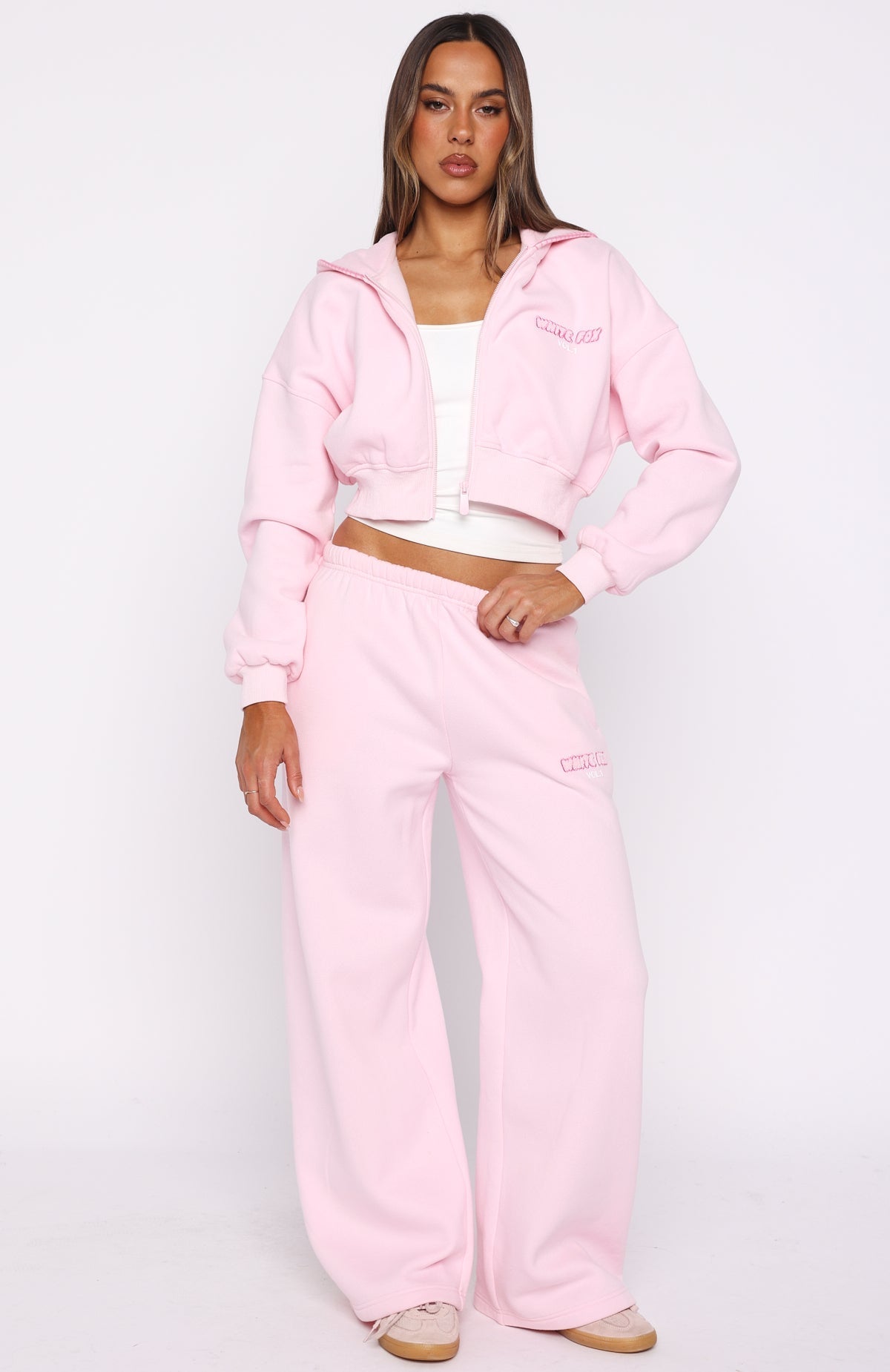 White Fox Vol. 1 Cropped Zip Front Hoodie Posy