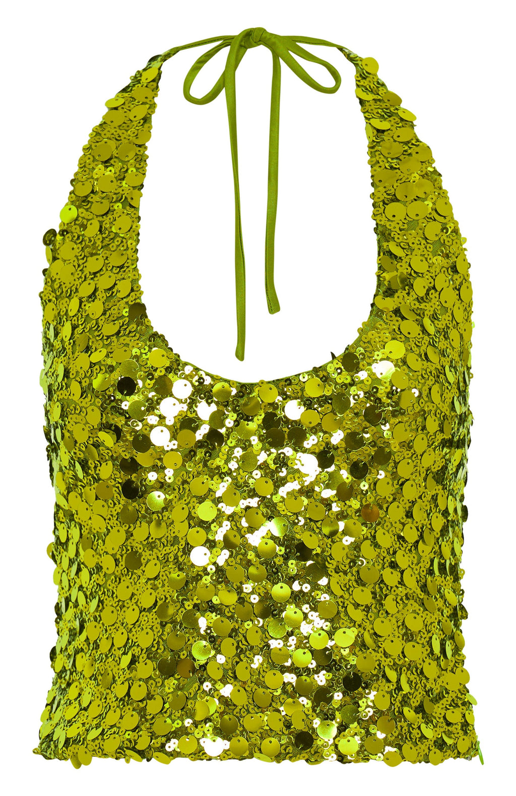 White Fox Just Over You Sequin Halter Top Kiwi