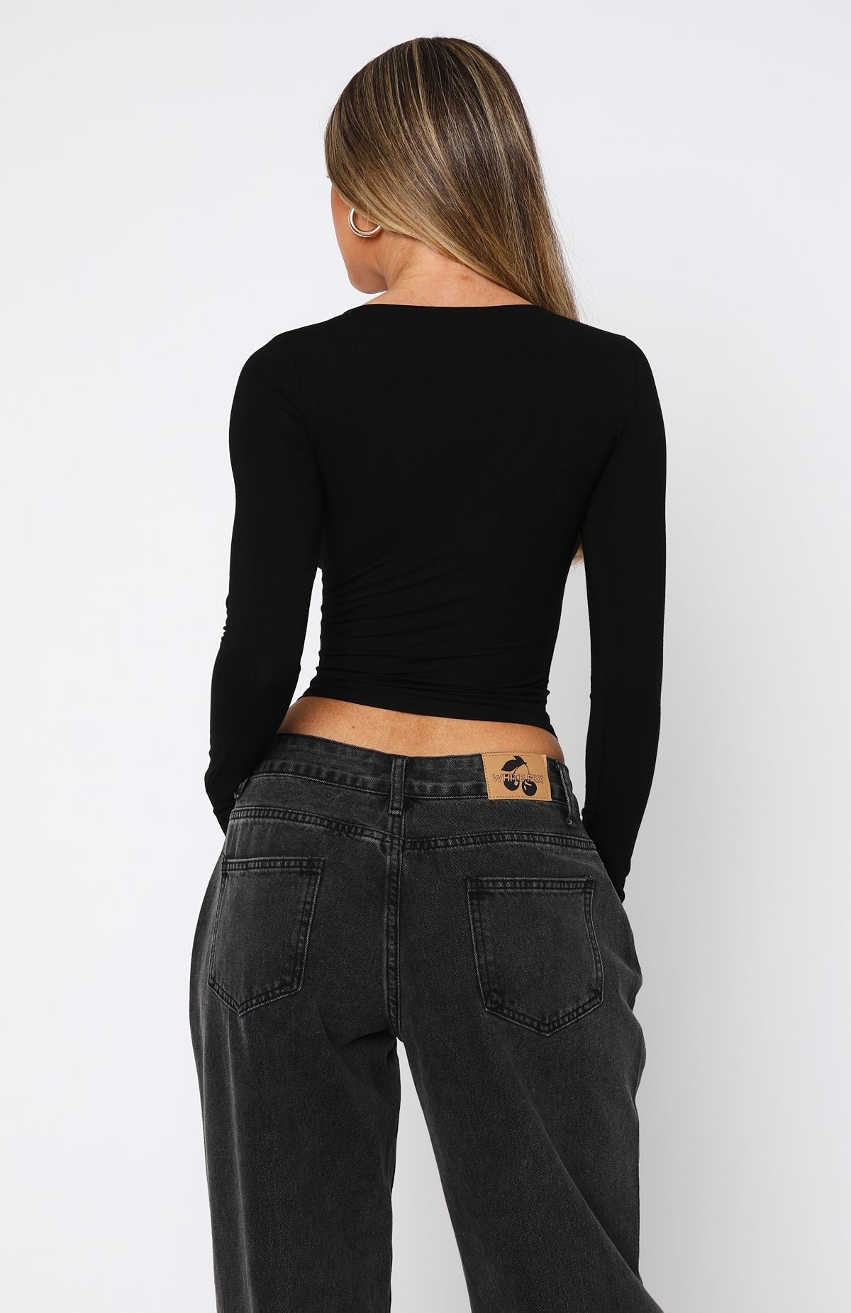White Fox Show You The World Long Sleeve Top Black