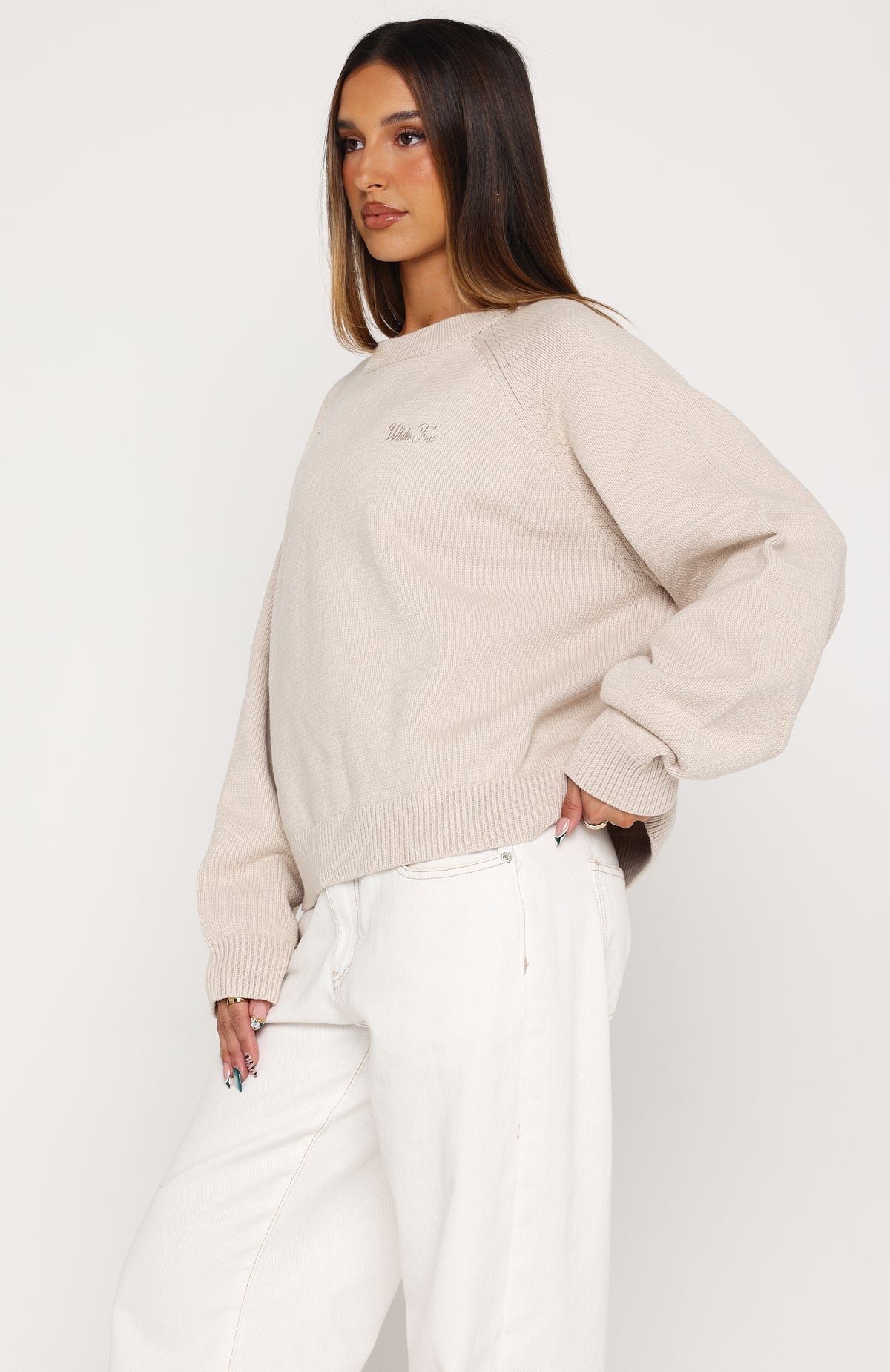 White Fox Reia Knit Sweater Oat