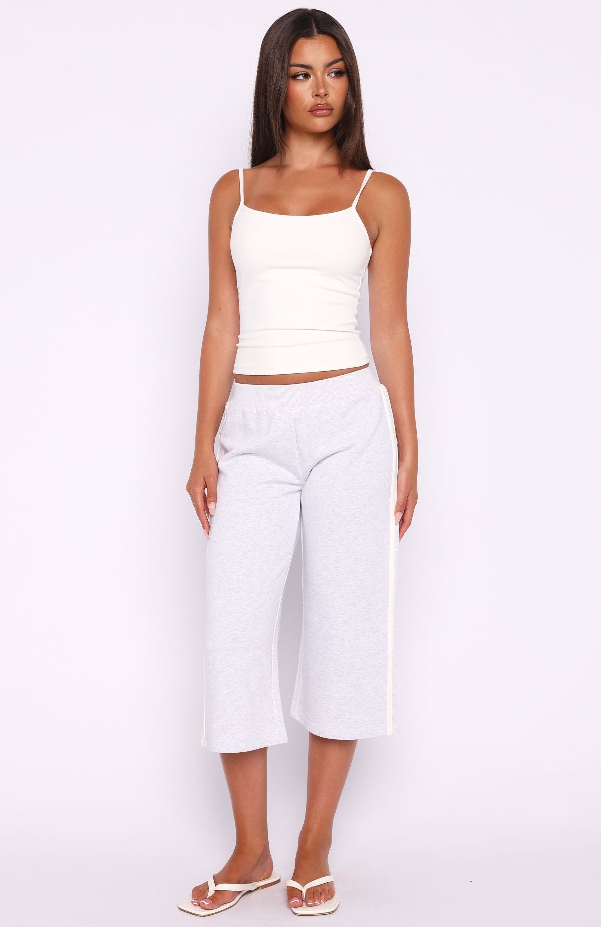 White Fox Stuck In A Daze Capri Track Pants Grey Marle