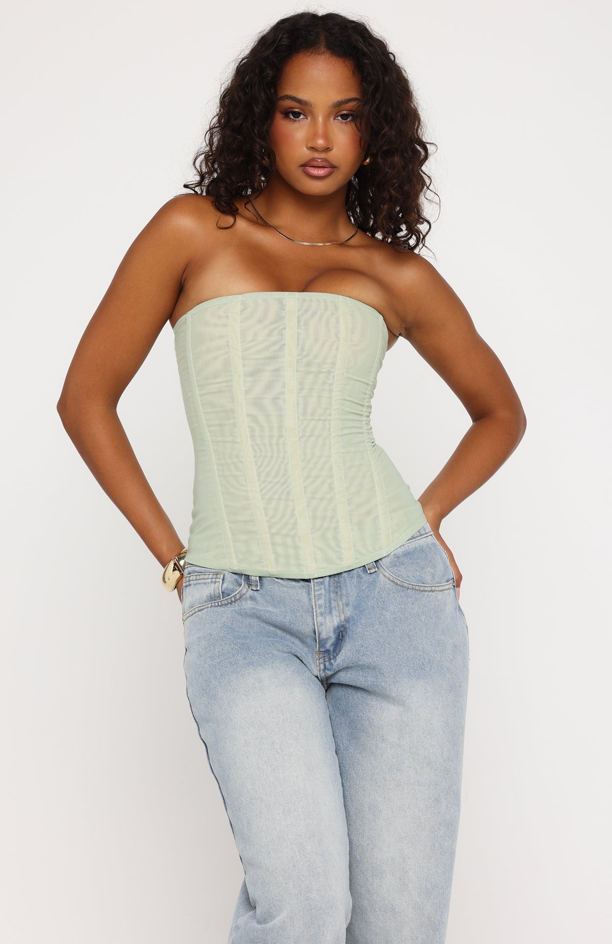 White Fox Tell Me A Secret Strapless Bustier Mint