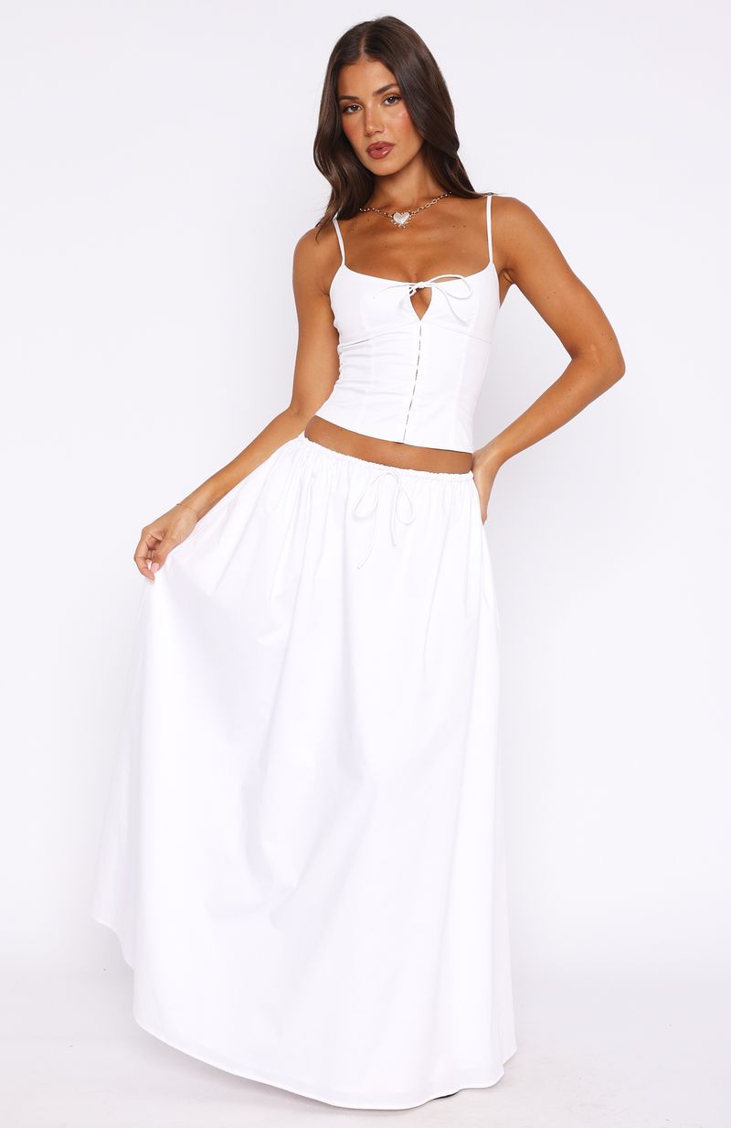 White Fox I'm Too Shy Maxi Skirt White