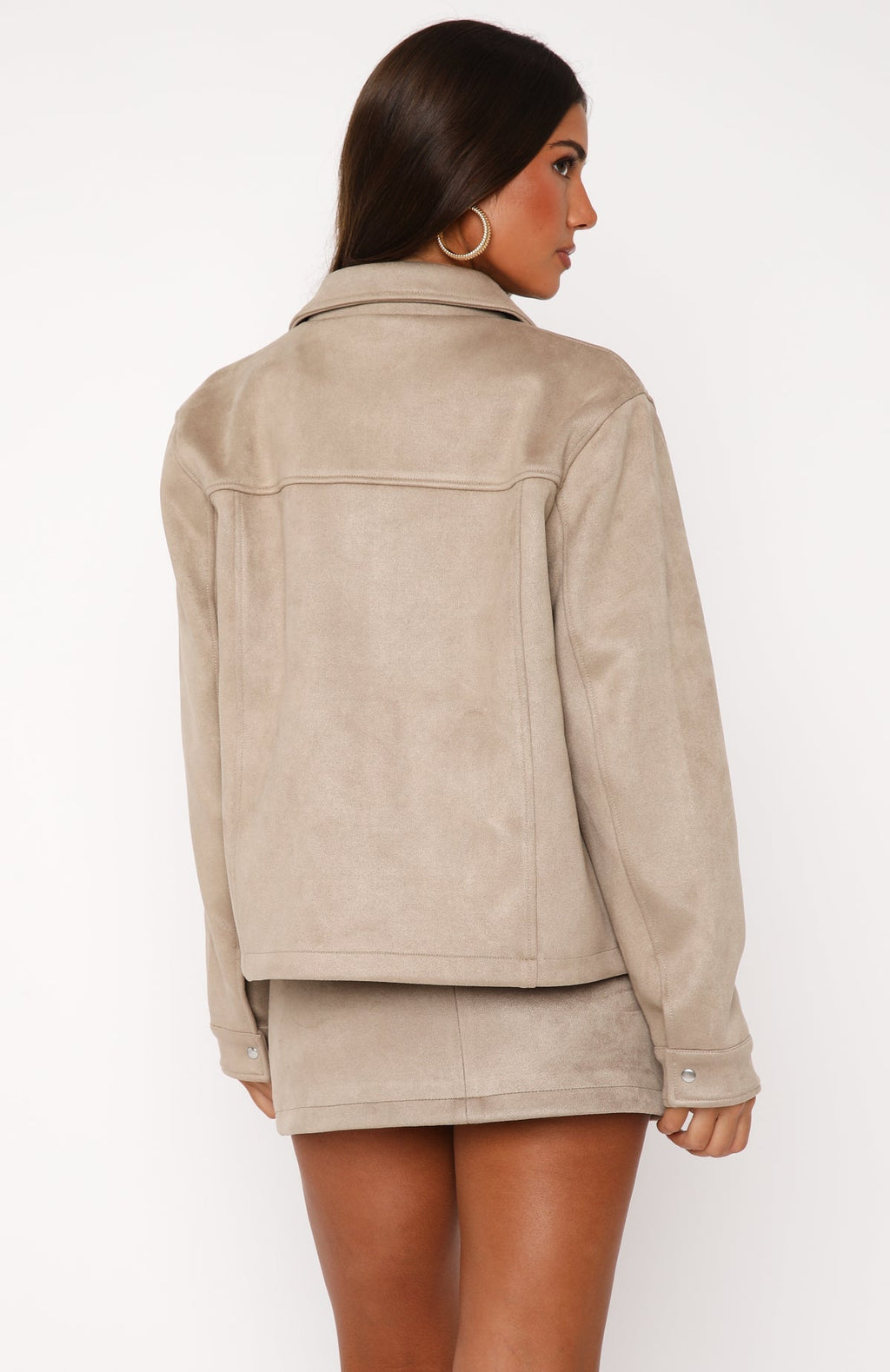 White Fox Like The Old Days Faux Suede Jacket Sand