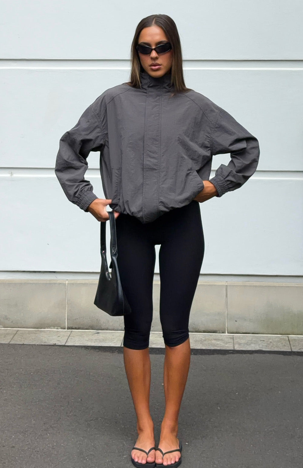 White Fox Cool Vibe Funnel Neck Jacket Steel