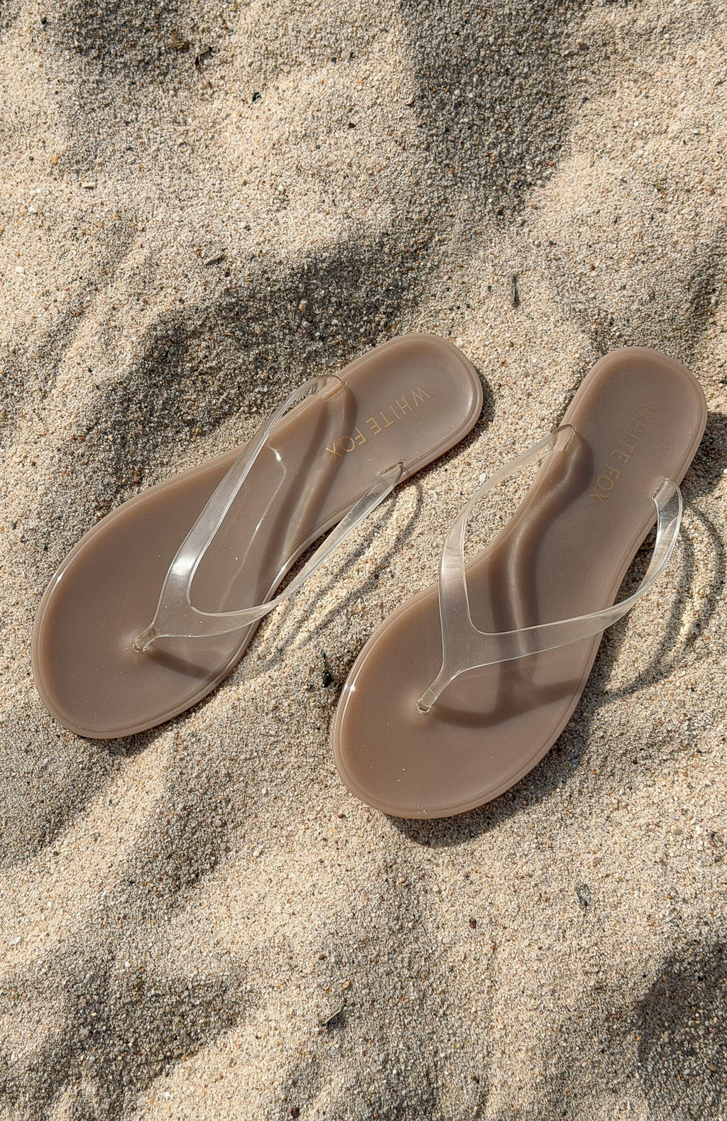 White Fox Dean Jelly Thong Sandals Light Taupe/Clear
