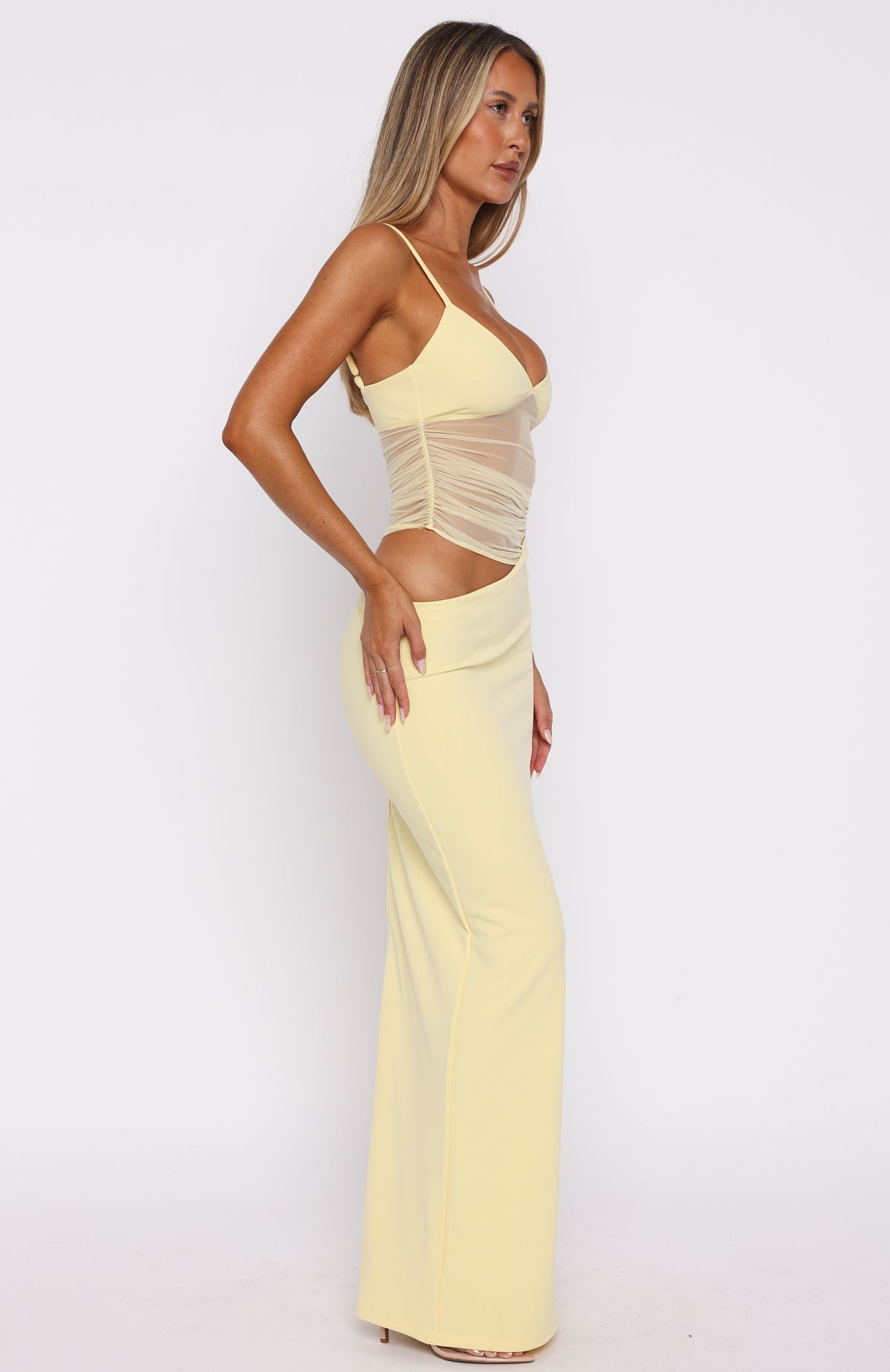 White Fox Call Me Up Maxi Dress Lemon