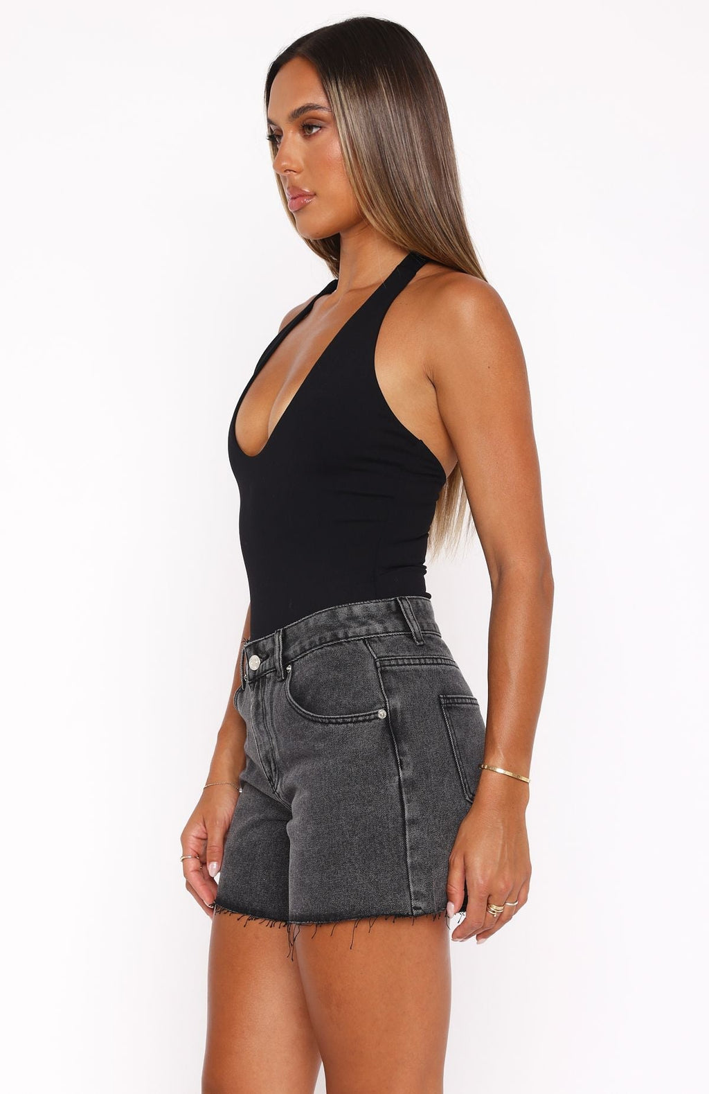 White Fox Want To Be Me Halter Bodysuit Black