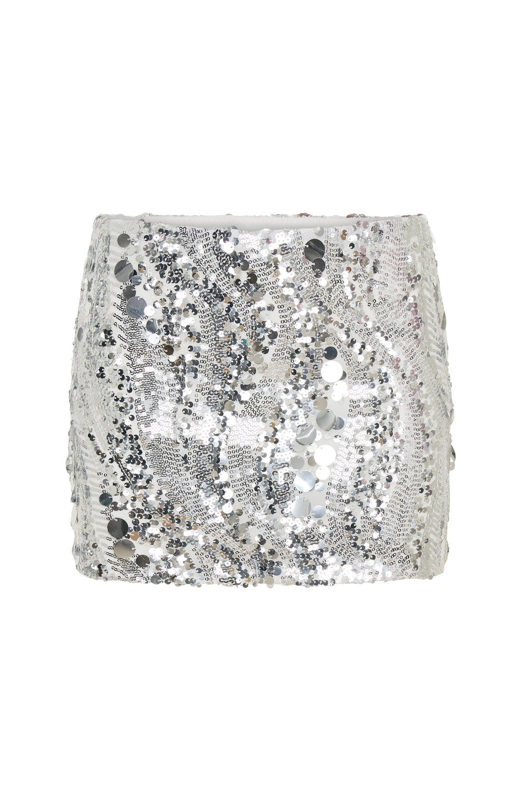 White Fox Midnight Lover Sequin Mini Skirt Silver