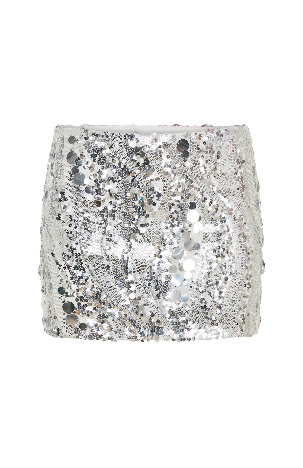 White Fox Midnight Lover Sequin Mini Skirt Silver
