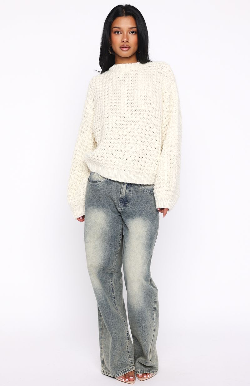 White Fox Pure Comfort Knit Sweater Cream