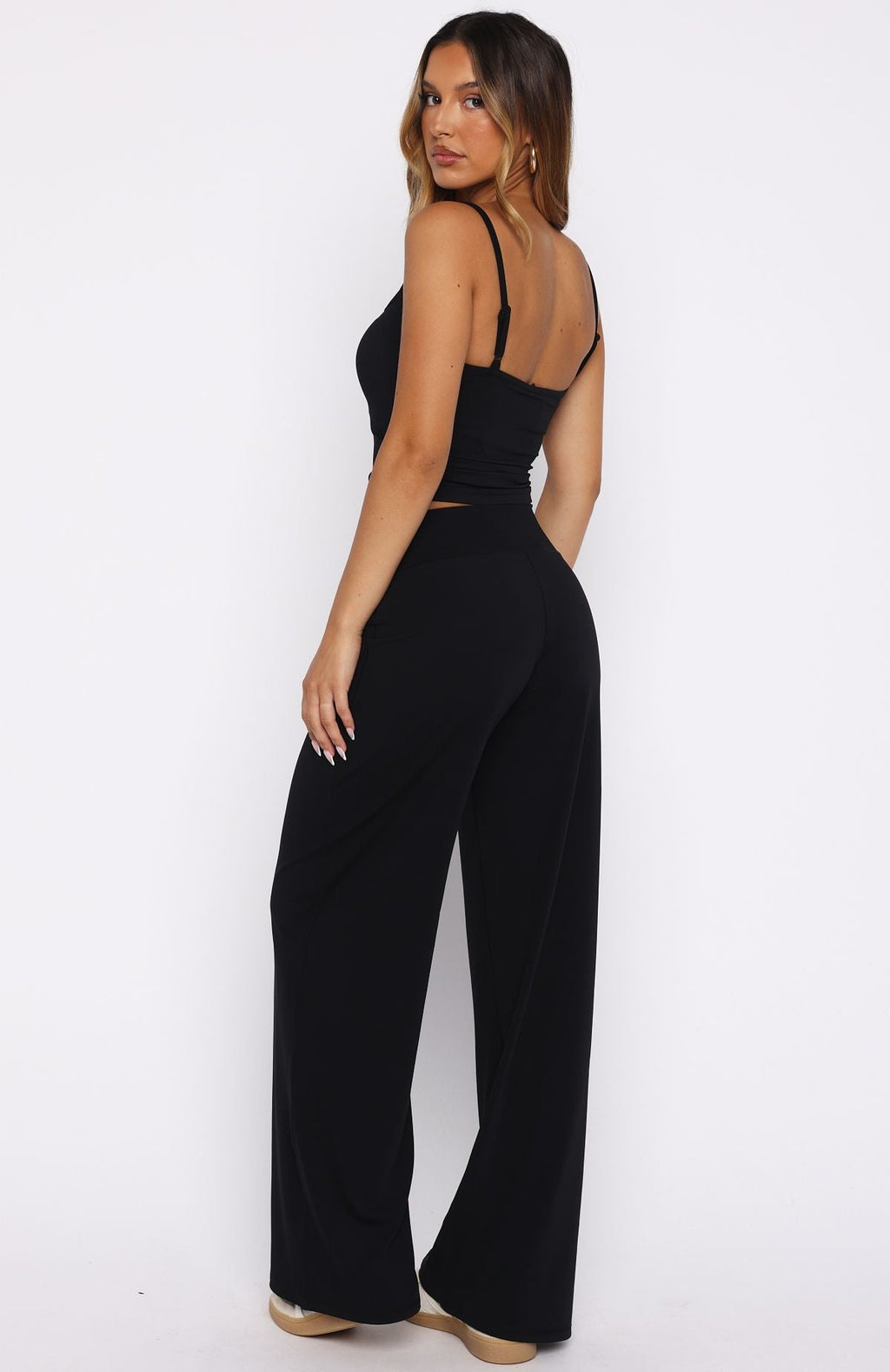White Fox Core Strengths Wide Leg Pants Black