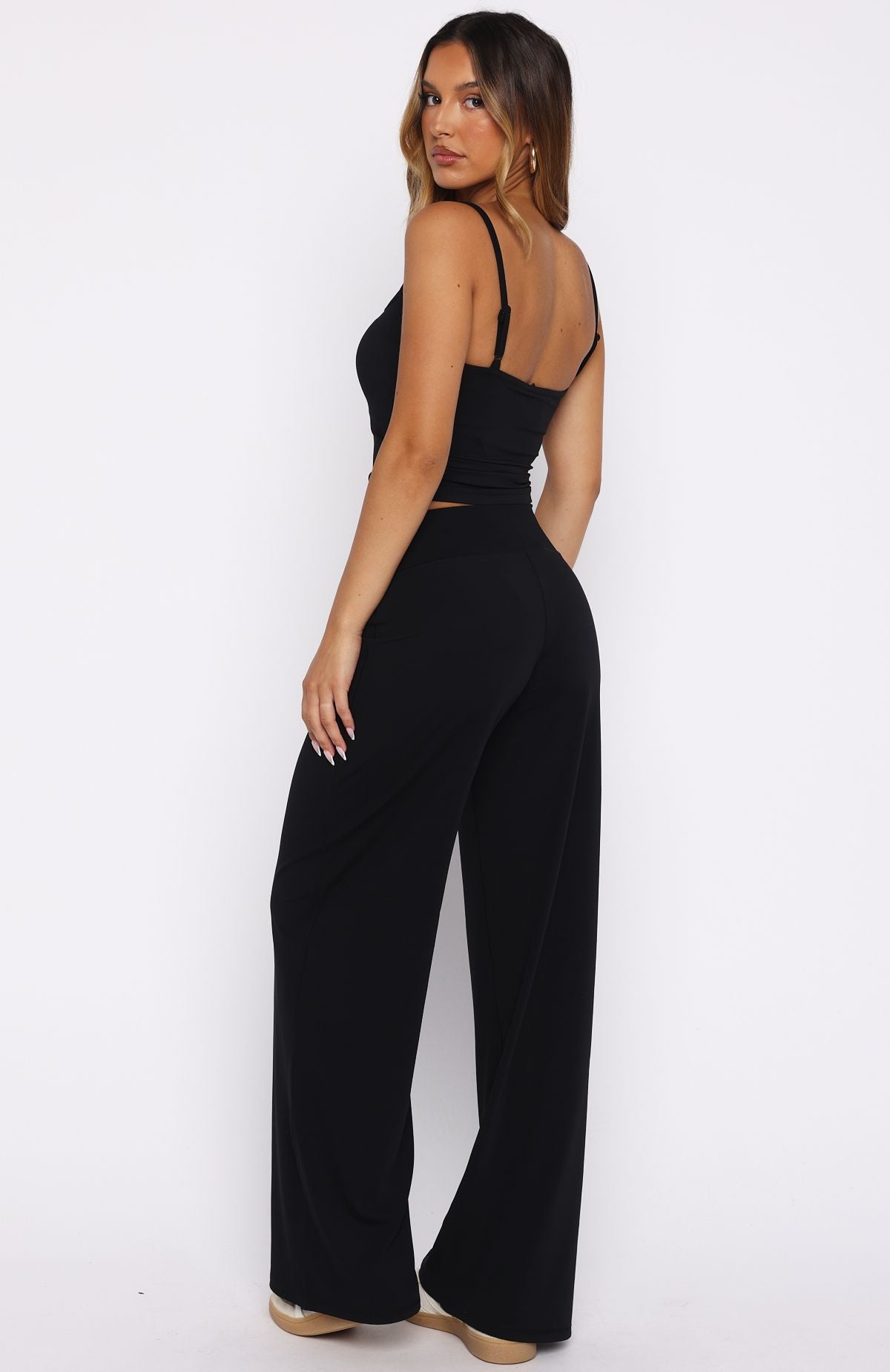 White Fox Core Strengths Wide Leg Pants Black