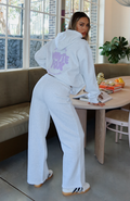 White Fox With Love For You Wide Leg Sweatpants Grey Marle