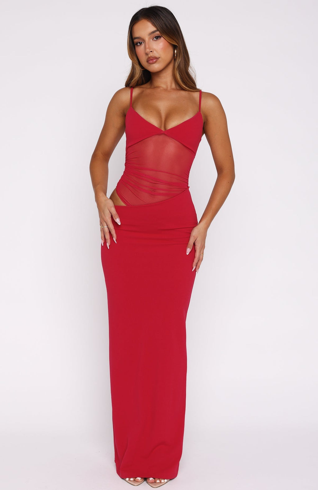 White Fox Call Me Up Maxi Dress Berry