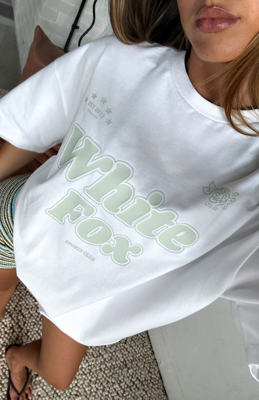 White Fox Seeing Stars Oversized Tee White